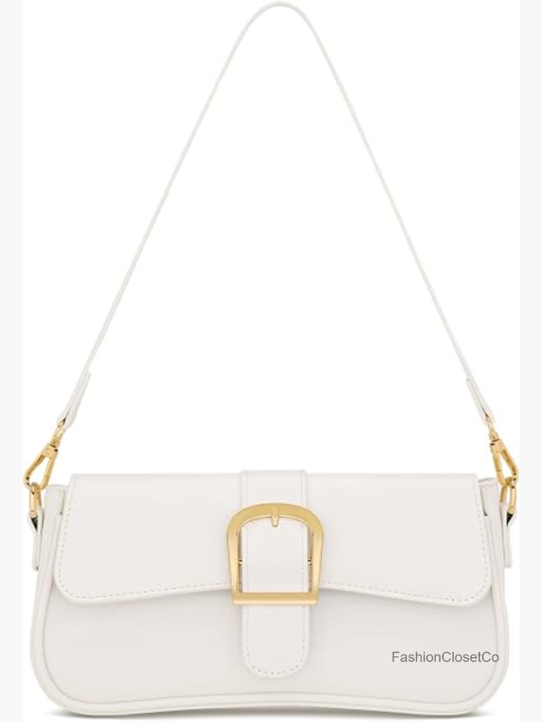 Pu Leather Shoulder Bag With Detachable Chain Strap - Handbag Clutch